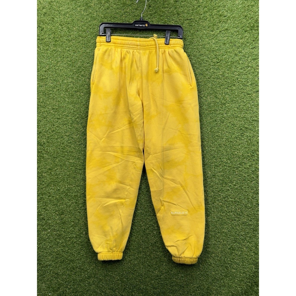 Alphalete Sweatpants Mens Small Joggers Yellow Gym Training Athletic Tapered Leg